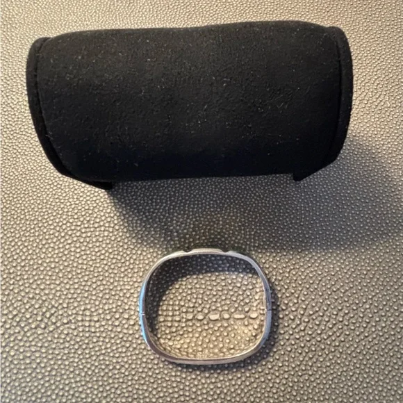 Vintage Taxco Mexico 925 Sterling Silver Hinged Bangle Bracelet Malachite Inlay - Picture 4 of 5